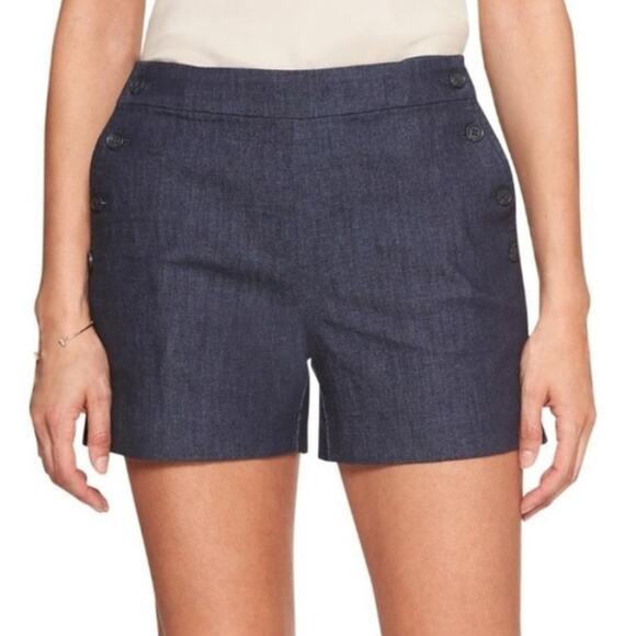 Banana Republic Shorts Blue Chambray Size 27 4 Petite 4P Button Sailor NWT - Picture 1 of 14
